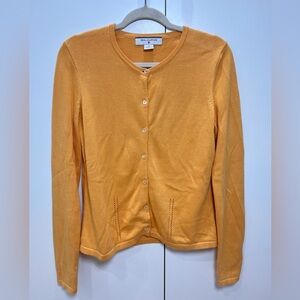 Women's Yellow Orange Cardigan Sweater 100% Cotton
